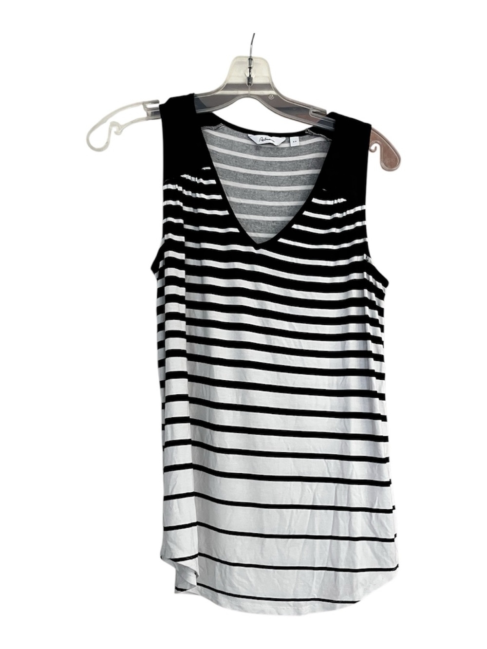 Reitmans Black & White Striped V-Neck Tank Sz small